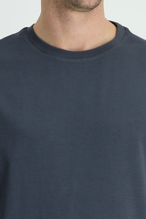 Dark Anthracite Crew Neck Oversize Supreme Cotton T-Shirt