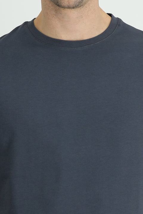Dark Anthracite Crew Neck Oversize Supreme Cotton T-Shirt