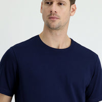 Medium Navy Crew Neck Regular Fit Embroidered Cotton Supreme T-Shirt