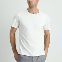 White Crew Neck Regular Fit Embroidered Cotton Supreme T-Shirt