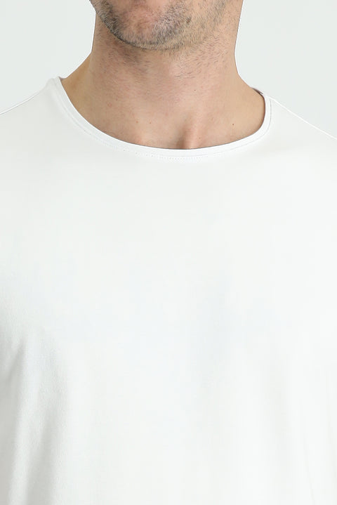 White Crew Neck Regular Fit Embroidered Cotton Supreme T-Shirt