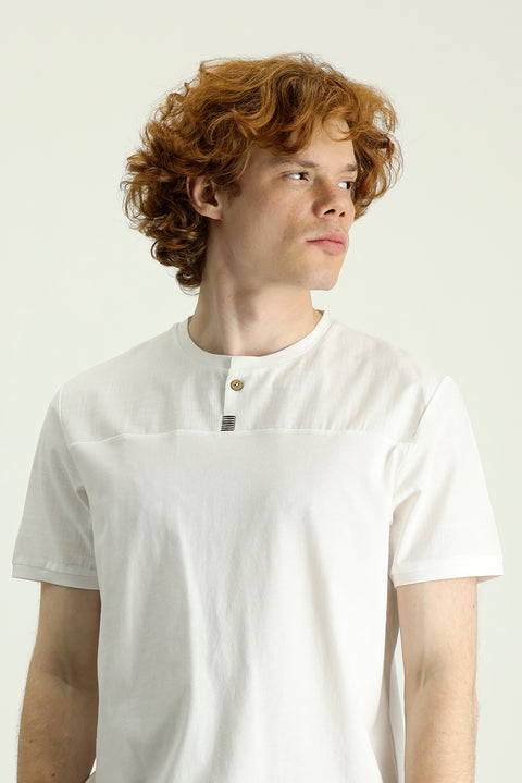 Off-White Crew Neck Regular Fit Cotton T-Shirt
