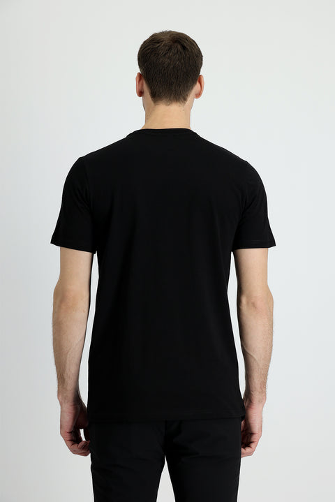 Black Crew Neck Slim Fit Narrow Cut Supreme Cotton T-Shirt