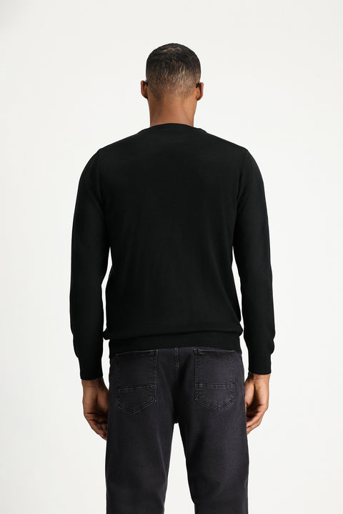 Black Crew Neck Slim Fit Narrow Cut Supreme Cotton T-Shirt