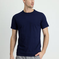 Medium Navy Crew Neck Slim Fit Narrow Cut Supreme Cotton T-Shirt