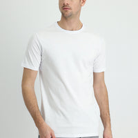 White Crew Neck Slim Fit Narrow Cut Supreme Cotton T-Shirt