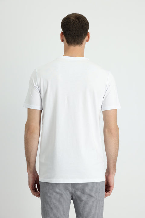 White Crew Neck Slim Fit Narrow Cut Supreme Cotton T-Shirt