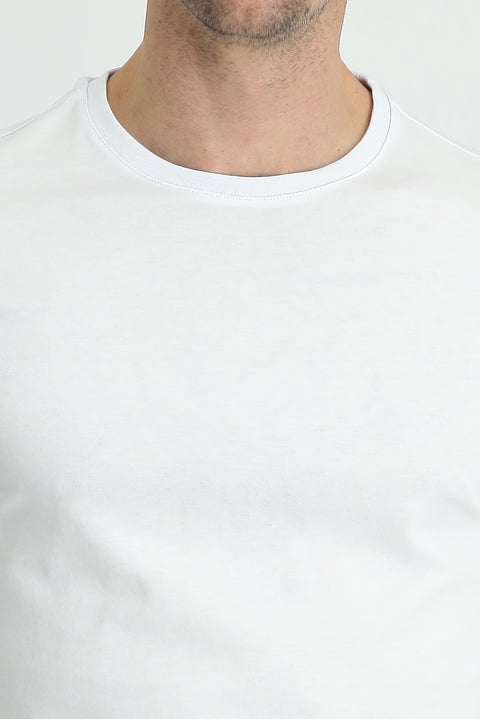 White Crew Neck Slim Fit Narrow Cut Supreme Cotton T-Shirt