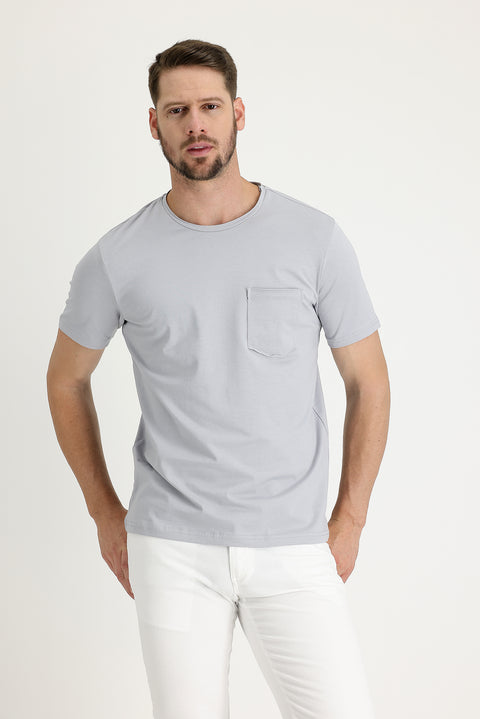 Medium Grey Crew Neck Slim Fit T-Shirt