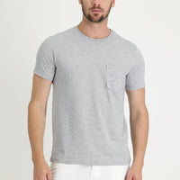 Medium Grey Melange Crew Neck Slim Fit T-Shirt