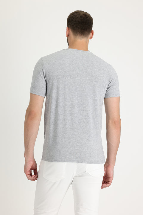 Medium Grey Melange Crew Neck Slim Fit T-Shirt