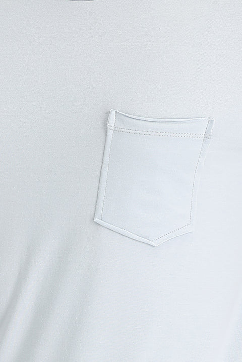 Açık Mavi Bisiklet Yaka Slim Fit Dar Kesim Tişört