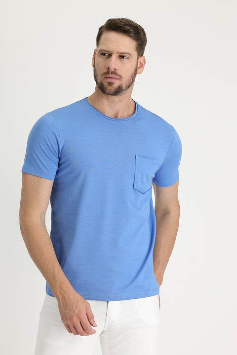 Aviator Blue Crew Neck Slim Fit T-Shirt