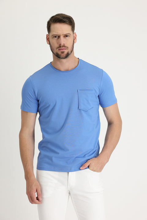 Aviator Blue Crew Neck Slim Fit T-Shirt