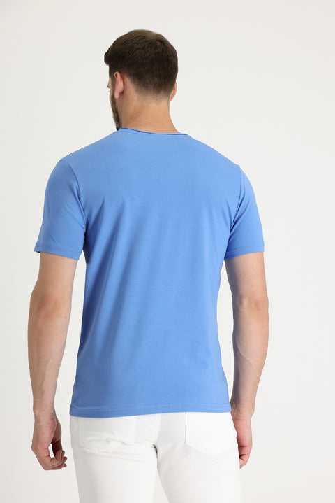 Aviator Blue Crew Neck Slim Fit T-Shirt