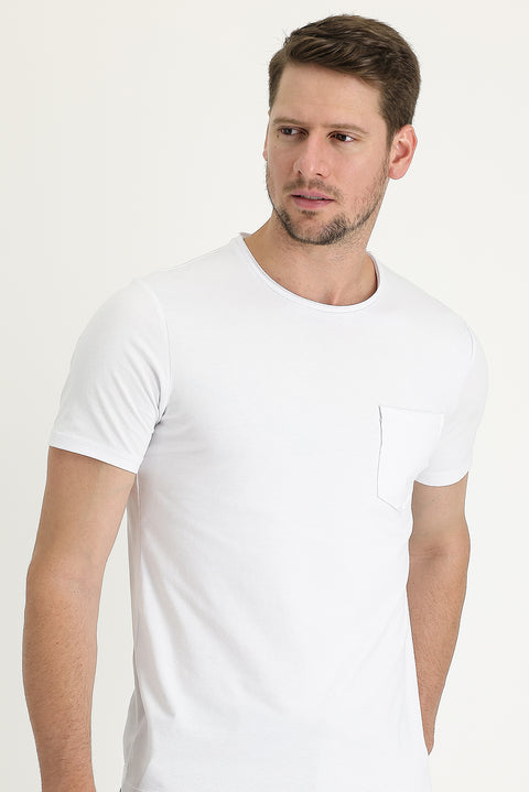 White Crew Neck Slim Fit T-Shirt