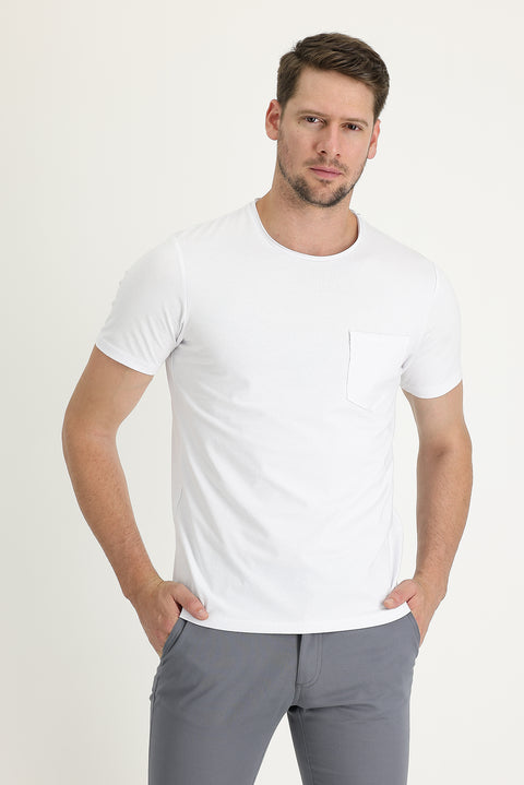 White Crew Neck Slim Fit T-Shirt