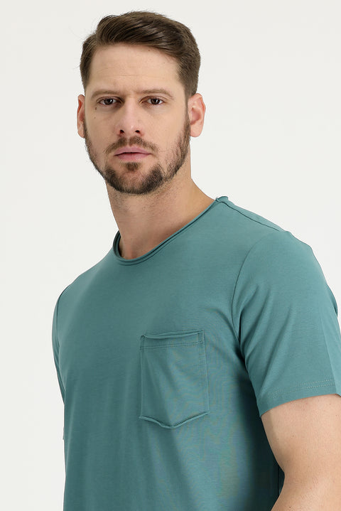 Medium Khaki Crew Neck Slim Fit T-Shirt
