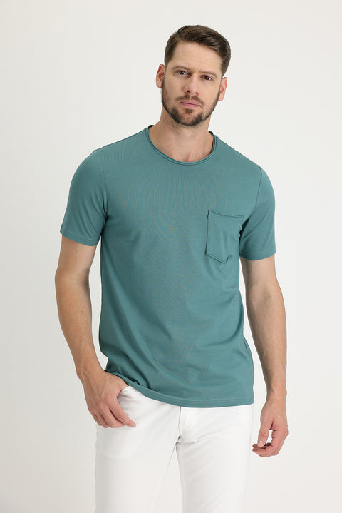 Medium Khaki Crew Neck Slim Fit T-Shirt