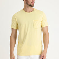 Açık Sarı Bisiklet Yaka Slim Fit Dar Kesim Tişört