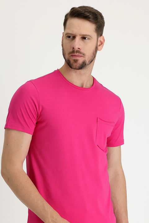 Fuchsia Crew Neck Slim Fit T-Shirt
