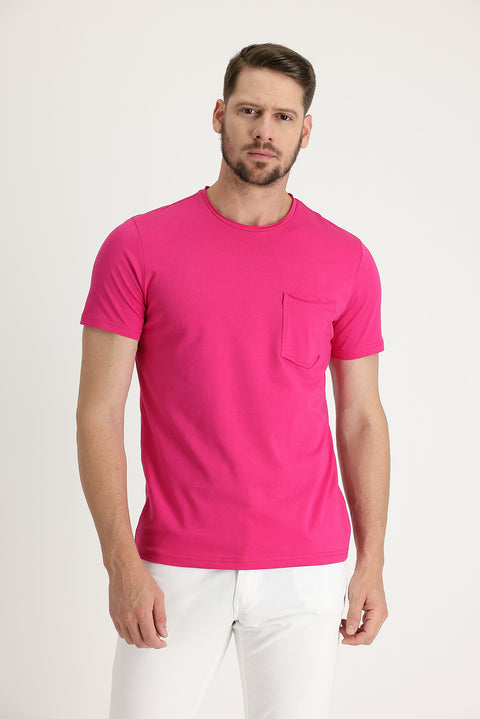 Fuchsia Crew Neck Slim Fit T-Shirt