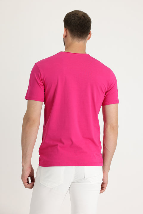 Fuchsia Crew Neck Slim Fit T-Shirt