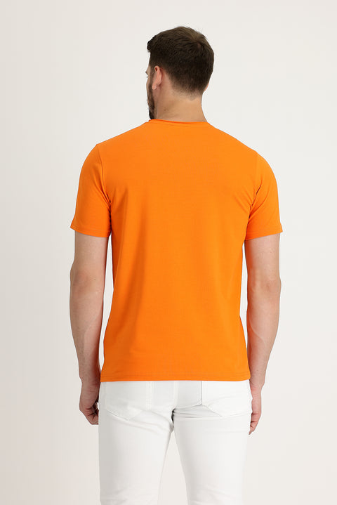 Medium Orange Crew Neck Slim Fit T-Shirt