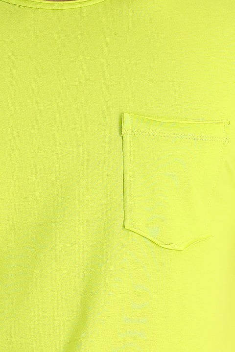 Fıstık Yeşili Bisiklet Yaka Slim Fit Dar Kesim Pamuklu Tişört