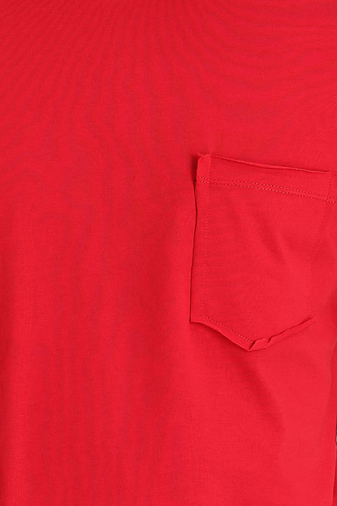 Flag Red Crew Neck Slim Fit Narrow Cut T-Shirt