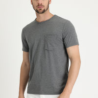 Koyu Antrasit Bisiklet Yaka Slim Fit Dar Kesim Tişört