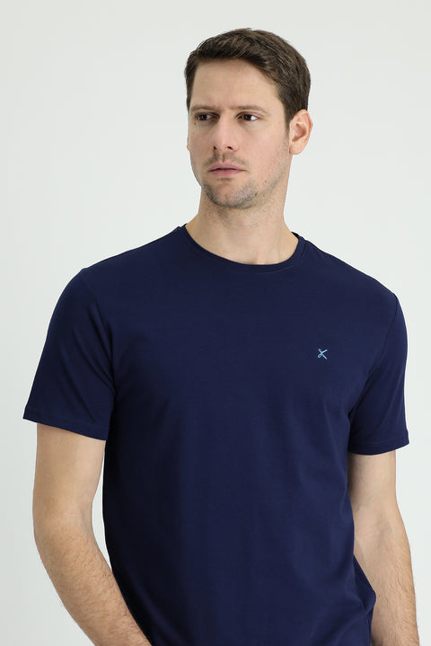 Navy Blue Crew Neck Slim Fit Supreme T-Shirt