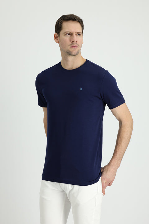 Navy Blue Crew Neck Slim Fit Supreme T-Shirt