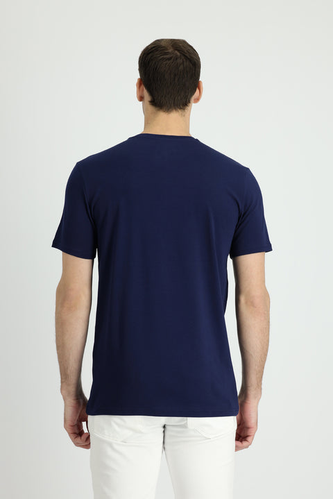 Navy Blue Crew Neck Slim Fit Supreme T-Shirt