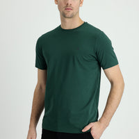 Dark Green Crew Neck Slim Fit Narrow Cut Supreme Cotton T-Shirt