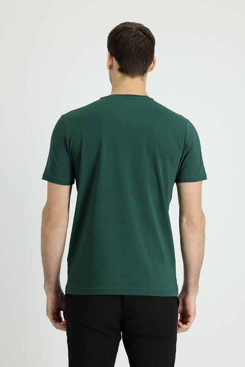 Dark Green Crew Neck Slim Fit Narrow Cut Supreme Cotton T-Shirt