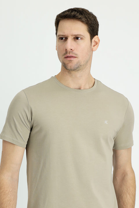 Medium Mink Crew Neck Slim Fit Narrow Cut Supreme T-Shirt