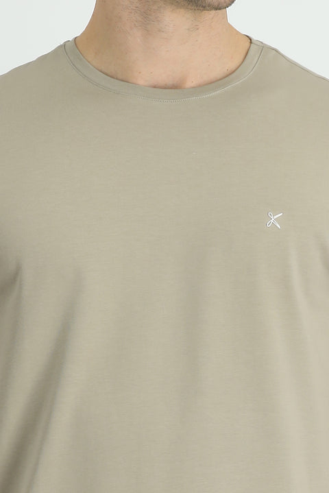 Medium Mink Crew Neck Slim Fit Narrow Cut Supreme T-Shirt