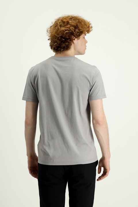 Medium Grey Crew Neck Slim Fit Printed Cotton T-Shirt