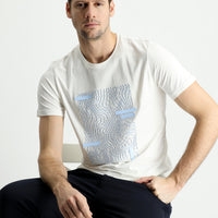 Off-White Crew Neck Slim Fit Printed Cotton T-Shirt