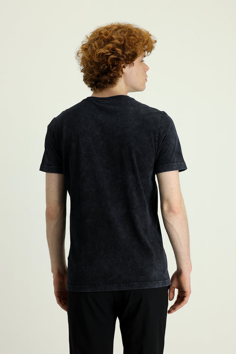 Medium Grey Crew Neck Slim Fit Printed Cotton T-Shirt