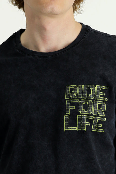 Medium Grey Crew Neck Slim Fit Printed Cotton T-Shirt