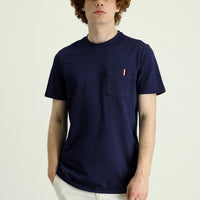 Medium Navy Crew Neck Slim Fit Printed Cotton T-Shirt