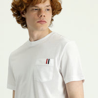White Crew Neck Slim Fit Printed Cotton T-Shirt