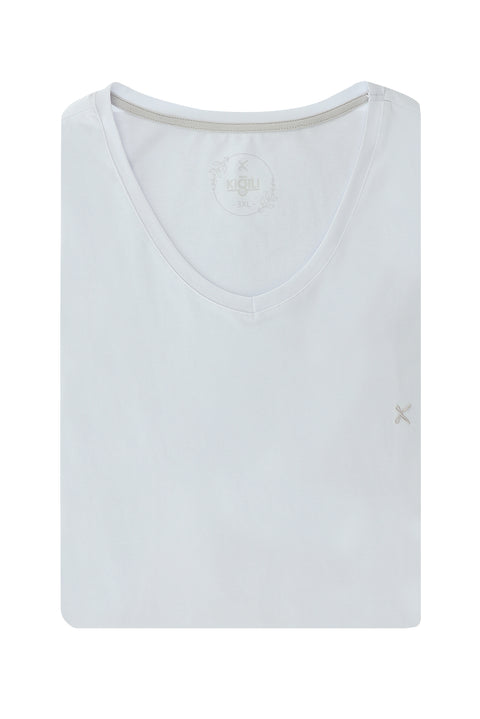 White Plus Size V-Neck Cotton Supreme T-Shirt