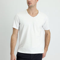 White V-Neck Regular Fit Embroidered Cotton Supreme T-Shirt