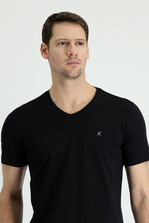 Black V-Neck Slim Fit T-Shirt