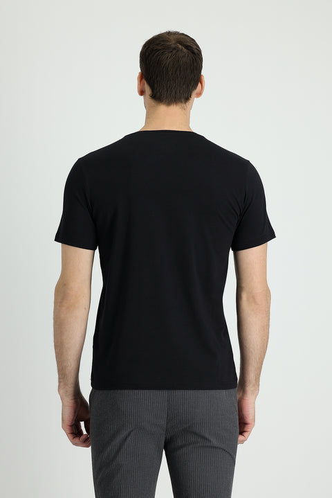 Black V-Neck Slim Fit T-Shirt