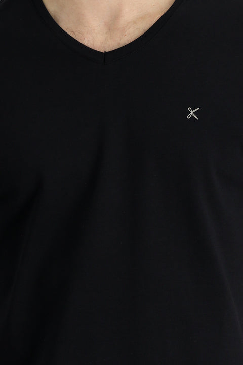 Black V-Neck Slim Fit T-Shirt