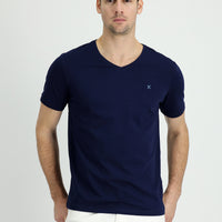 Navy Blue V-Neck Slim Fit T-Shirt